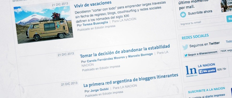 Bloggers de viajes en el diario La Nación