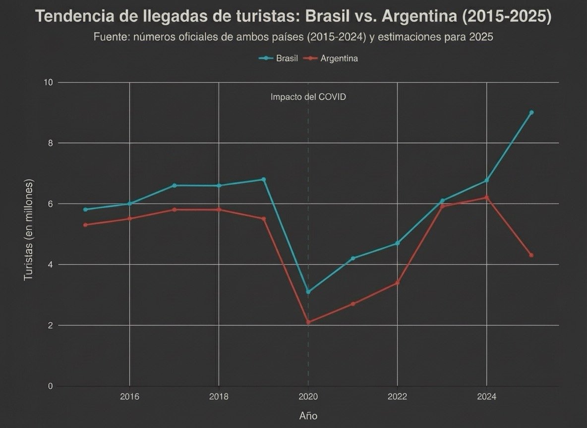 Turismo internacional: récord en Brasil mientras Argentina se desploma