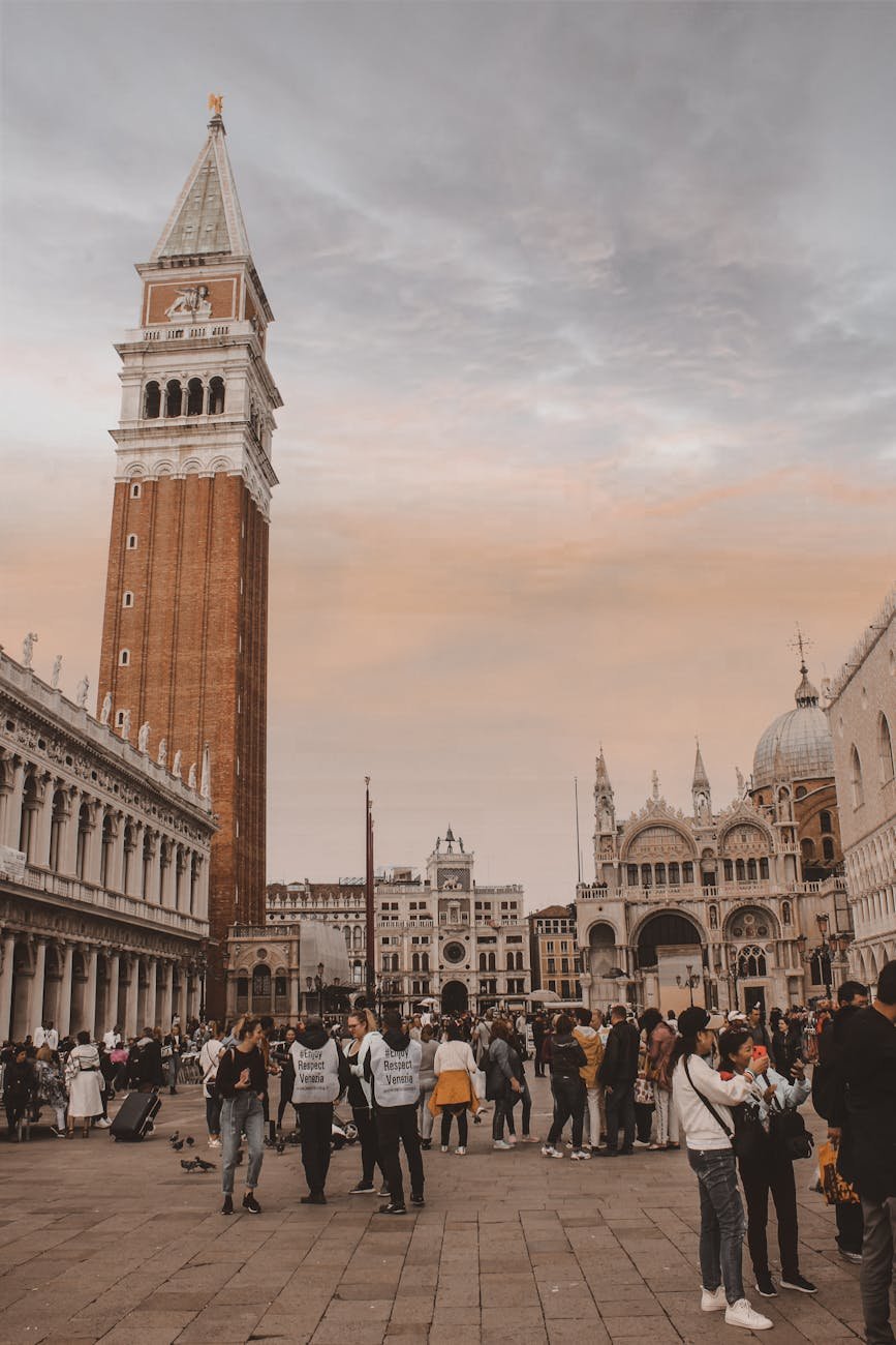tourists at saint marks square in venice